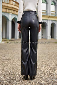 Gran oferta 2025, Boomletcorp, nueva moda, pantalones de cuero ajustados de cintura alta para mujer, pantalones largos informales atléticos de cuero a la venta - Product Image 3