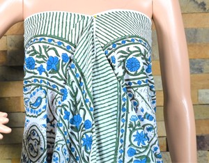 Indian Hand Block Print Formal Floral Natural Waist 100% Cotton <b>Sarong</b> Pareo Beachwear Women Summer Wrap Quick Dry & Reversible - Product Image 3