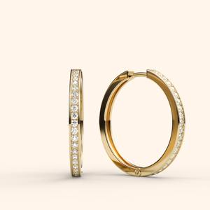 Pendientes de Aro Huggie de Oro Amarillo de 14K de Lujo con Diamantes Cultivados en Laboratorio, Aros de Diamantes Brillantes, Joyería Elegante para Mujer, Regalo - Product Image 1