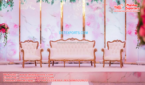 Grand Indian Wedding Stage <b>Sofa</b> Set White <b>Gold</b> Classy Chairs for Bride Groom Event Party SuppliesUK - Product Image 6