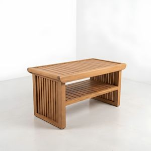 Mesa de Centro Moderna de Madera de Teca Sólida de Doble Capa con Listones para Proyectos Comerciales, Muebles para Jardín, Villa, Sala de Estar, Indonesia - Product Image 5