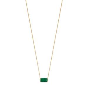 14K Solid Gold Geometric East West <b>Emerald</b> Cut Box Chain <b>Pendant</b> Necklace 2.41 Ct Natural <b>Emerald</b> IGI Certified Diamond Women's - Product Image 4