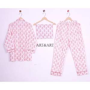 Pijamas de algodón con estampado floral rosa para mujer, ropa de dormir suave, conjuntos de pijamas, regalo perfecto de Navidad para mujer - Product Image 4