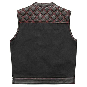 Men's Canvas Vest V-neck <b>Quilted</b> Panel Windproof Solid Color Casual Breathable Moto Biker Style Winter Outerwear Regular Fit - Product Image 5