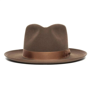<b>Brown</b> <b>Wool</b> Fedora Hat with Leather Band Unisex Casual Outdoor Four Seasons Adult Style - Product Image 2