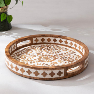 Bandeja de Servir Hecha a Mano con Incrustaciones de Hueso, Diseño Tradicional Ecológico para Frutos Secos, Bocadillos y Bebidas, de Calidad - Product Image 6