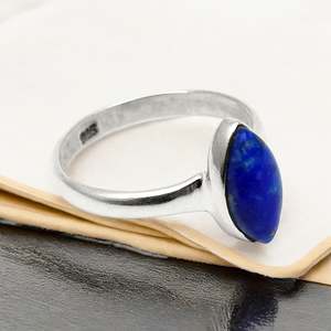 925 Sterling Silver Stackable <b>Ring</b> Comes With Bezel Setting Lapis Lazuli Gemstone Pretty Marquise Shape Trendy Fashion <b>Boho</b> <b>Ring</b> - Product Image 1
