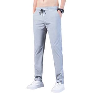 <b>Men</b> Acid Canvas Fast Dry <b>Stretch</b> Pants Solid Color Mid-Waist Loose Breathable Wide Leg Casual High Street Midweight Sports Pants - Product Image 4