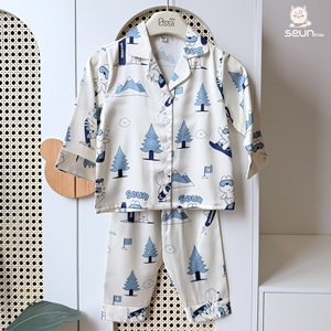 ชุดนอนเด็ก SeunKids ลายสัตว์เลี้ยง แขนยาว เนื้อผ้านุ่ม วิสโคส ผลิตในเวียดนาม - Product Image 2