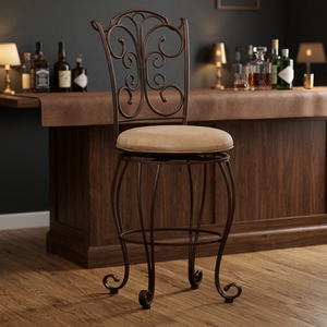 Wrought iron wooden <b>stool</b> Round wooden living <b>stool</b> Iron wood accent chair Rustic living room <b>stool</b> - Product Image 3
