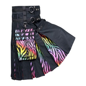 Faldas Kilts Híbridas de Material Sólido - Acrílico y Lana, Corte Regular con Frente Caído, Cintura Imperio, Color Negro, Estilo Casual, Lana Lavada - Product Image 2