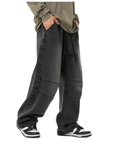Pantalon en jean vintage délavé pour homme, style crayon, effet moustaches, tendance - Product Image 4
