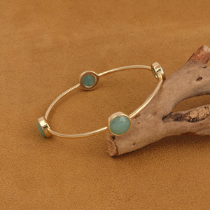 Brazalete de Amazonita Natural, Estilo Boho, Chapado en Oro, Hecho a Mano, Joyería con Piedra de Nacimiento para Mujer - Product Image 1