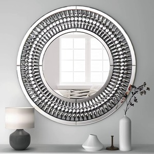 Luxury Silver Crystal Round Handmade Contemporary Wall <b>Mirror</b> Smooth Edge Decorative Frame Living Room Home Decor REHMAN <b>CRAFT</b> - Product Image 5