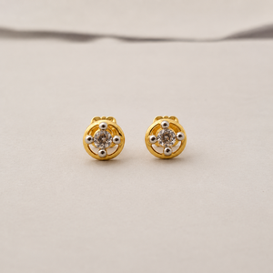 18ct Yellow Gold Round Halo <b>Stud</b> <b>Earrings</b> with Cubic Zirconia High Polish Elegant Daily Wear Gift Jewelry for Women Girls - Product Image 2