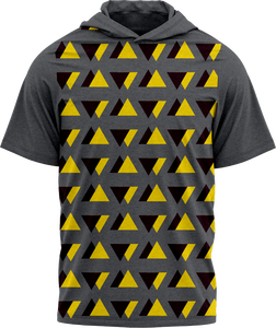 Custom Print Quick Dry <b>Men's</b> Geometric Print Hooded T-Shirt Sublimation Transfer Breathable Regular Fit Summer Casual Wear - Product Image 3