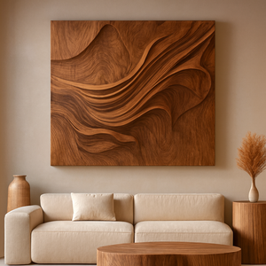 Escultura de Madera Maciza de Alta Calidad, Tallada a Mano, Arte Abstracto Ecológico, Decoración de Pared para el Hogar, Aniversario o Diwali - Product Image 2