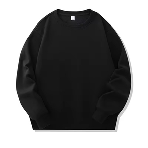 Sudadera Negra de Cuello Redondo para Mujer, 100% Algodón Orgánico, Forro Polar, Transpirable, Color Sólido, para Otoño - Product Image 1
