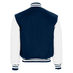 เสื้อแจ็คเก็ตเบสบอลแขนยาวบุขนสัตว์และหนังคุณภาพสูงสำหรับผู้ชาย พร้อมตัวอักษร สำหรับฤดูหนาว - Product Image 2