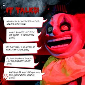 Decorazione di Halloween da Esterno: Clown con Occhi Gialli di 1,8 Metri - Product Image 4
