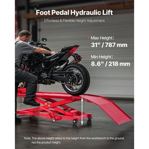 Table élévatrice pour moto en acier flexible 360°, capacité 1000 lb, plage de hauteur 8,6-31 pouces - Product Image 2