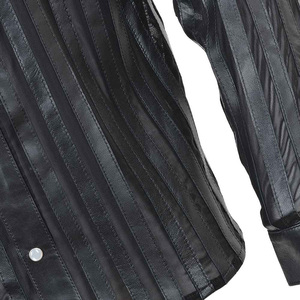 Men's Black Striped Satin Dress <b>Shirt</b> Full Sleeve Turn-down Collar Formal Style Autumn Wear - Product Image 6