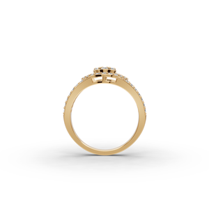Bague en diamant rond cultivé en laboratoire avec grappe de 77 pierres et sertissage pavé pour fiançailles - Product Image 2