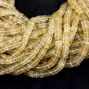 Natural Lemon Quartz Heishi Beads 5-6MM Lemon Quartz Heishi Beads Smooth Gemstone Tyre Shape Beads For Jewelry Making Wholesale - Product Image 3