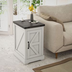 Tavolino da Salotto in Stile Rustico Bianco Anticato con Vano Portaoggetti, Stazione di Ricarica e Porte USB - Product Image 2