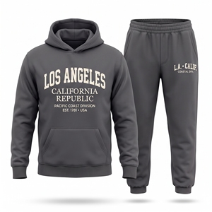Conjunto Deportivo con Capucha para Invierno, Unisex, Verde, de Algodón, Sudadera y Pantalones Largos, Estilo Casual, Ecológico, para Los Ángeles, California - Product Image 4