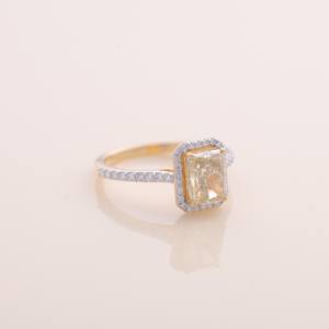 IGI Certified Radiant Cut Yellow Diamond Halo Engagement Ring in <b>Solid</b> 925 Sterling <b>Silver</b> - Product Image 4