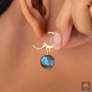 PRAO Huggie Earrings Blue <b>Crystal</b> <b>Ball</b> Huggie <b>Crystal</b> Earrings - Product Image 1