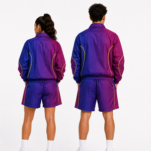 Ensemble de survêtement personnalisé sublimé unisexe, veste et short de sport dégradés, vêtements d'entraînement athlétique à séchage rapide pour hommes et femmes - Product Image 2
