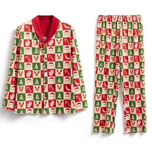 Conjunto de Pijama de Franela Navideño para Hombre, 2 Piezas, Manga Larga, Ropa de Dormir, Ropa de Casa para Invierno - Product Image 1