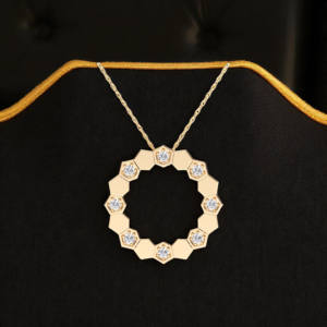 0.18 CT E-F/VVS-VS Round Cut Moissanite Diamond Claw Setting Modern <b>Pendant</b> Made in <b>Solid</b> <b>Gold</b> For Unisex - Product Image 2