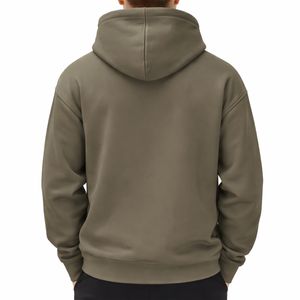 Sweat à capuche uni pour homme, coton molletonné, avec cordon de serrage réglable, couleur unie, poche kangourou. - Product Image 2