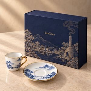 Caja Rígida Personalizada Estilo Libro para Taza y Platillo de Porcelana para Espresso - Product Image 4