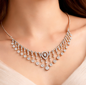 Collier pendentif halter en or rose 14 carats plaqué or, diamant certifié IGI, pour femme, bijoux d'anniversaire - Product Image 3