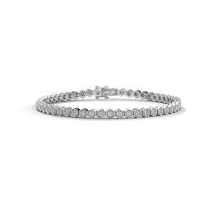 Bracelet tennis en or 18 carats plaqué or avec diamants pour femmes, bracelet à maillons hexagonaux, bijoux élégants pour tous les jours - Product Image 1