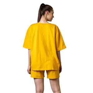 Ensemble d'été pour femmes en coton de qualité supérieure, manches courtes, couleur unie, coupe décontractée, léger, respirant, doux - Product Image 5