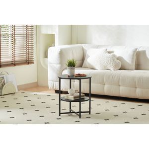 Set di 2 Comodini Rotondi a 2 Livelli in Stile Rustico per Spazi Piccoli - per Camere da Letto e Soggiorno - Product Image 2