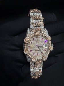 Reloj de Lujo para Mujer, Mecánico, con Incrustaciones de Diamantes, en Oro Rosa y Acero Inoxidable, con Esfera Analógica con Indicador de Fecha, 40MM, Cierre Plegable - Product Image 5