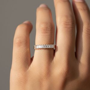 0.85CTW Emerald Cut Prong Set Half-Eternity <b>Ring</b> - Product Image 6