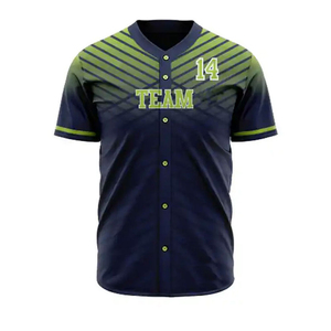 Uniforme de Béisbol para Hombre, Jersey Sublimado con Rayas Verde Marino, Cierre de Botones y Material de Poliéster que Absorbe la Humedad - Product Image 5