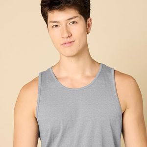 Men's Gray Cotton Tank Top O-Neck Solid Casual Knitted Sleeveless <b>Vest</b> Plus Size - Product Image 2