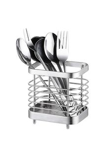Black Metal Cutlery Holder For <b>Kitchen</b> Spoon Fork Knife <b>Storage</b> Organizer With Space Saving Design - Product Image 3