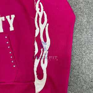 Good Sales Best Material Design Zipper Distressed Hoodie <b>Rhinestone</b> Zip up <b>Jacket</b> Acid Wash Men Fleece Streetwear Hoodie - Product Image 4