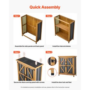 Abri de jardin extérieur 33,86'' x 37,4'' - Abri à outils de jardin en bois et métal imperméable avec portes verrouillables et toit incliné - Product Image 6
