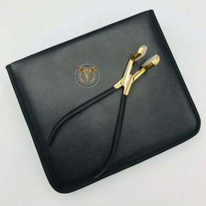 Hair Extension Tool Kit – Stainless Steel Gold & Black Tape <b>Pliers</b> <b>Set</b> with Razor Loop Needle Section Clips&Comb in Zipper Case - Product Image 4