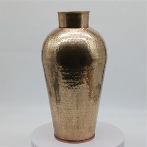 Wholesale Modern Luxury Hammered Iron Vase Golden Copper Finish <b>Tall</b> Metal Flower Vase for Living Room Hotel Home <b>Table</b> Decor - Product Image 1